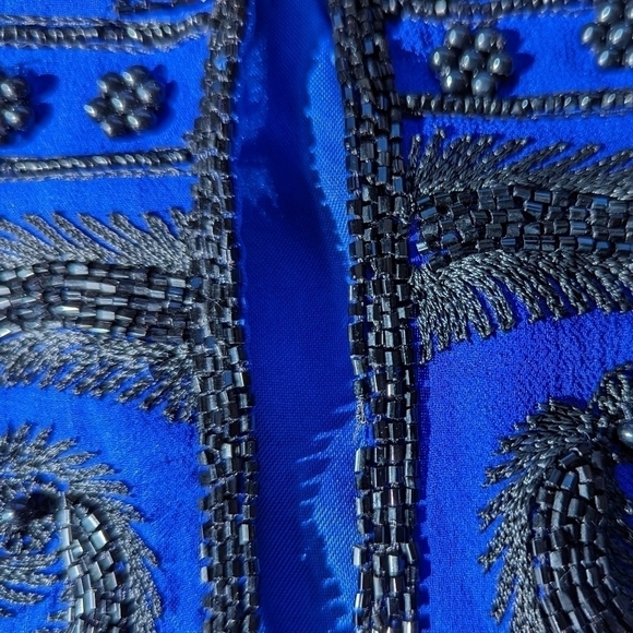 Niteline Della Roufogali Vintage Silk Beaded Semi Sheer Jacket Size Medium - Picture 13 of 14